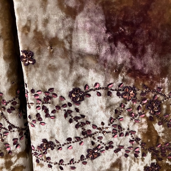 Badgley Mischka gold velvet beaded gown Vintage Y2K size 8 - Picture 11 of 15